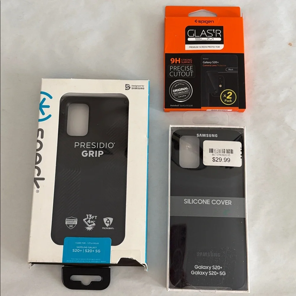 Samsung & Speck presidio Black cell Phone Case w/ camera Screen Protector S20+